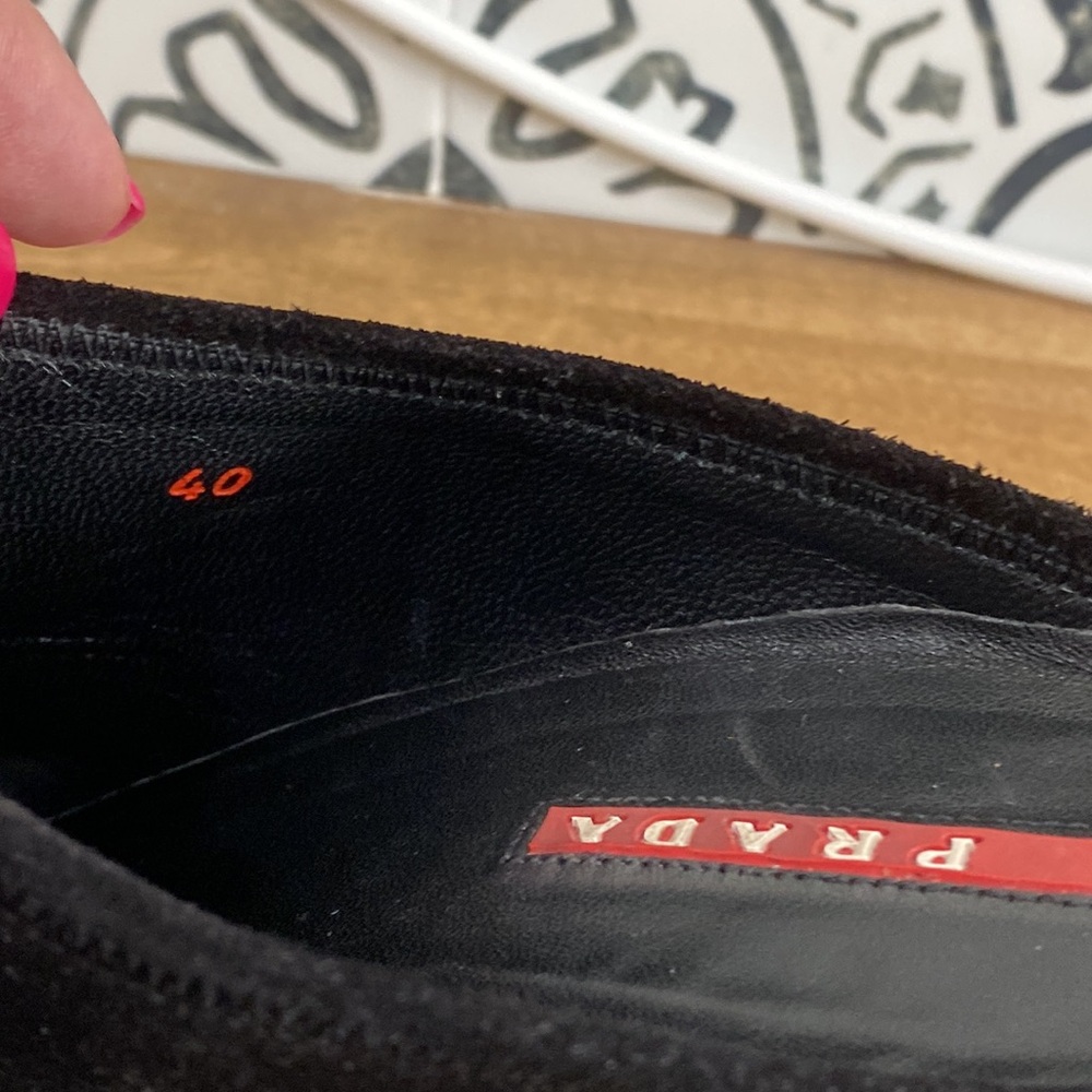 Prada Sport Black Suede Wedge Mules/Clogs - Picture 6 of 16